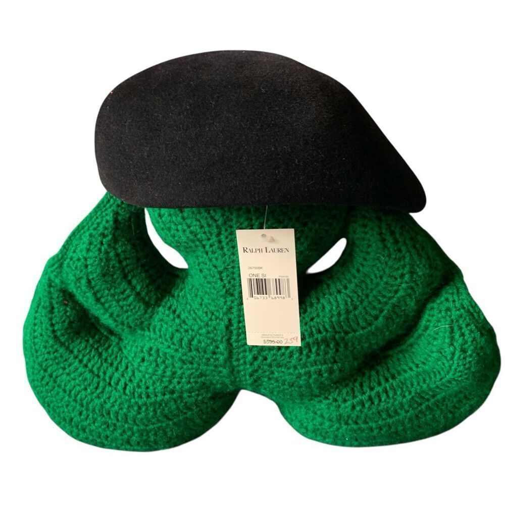 NEW NWT Ralph Lauren Purple Label FELT RABBIT HAIR CAP HAT BERET BEANIE $595